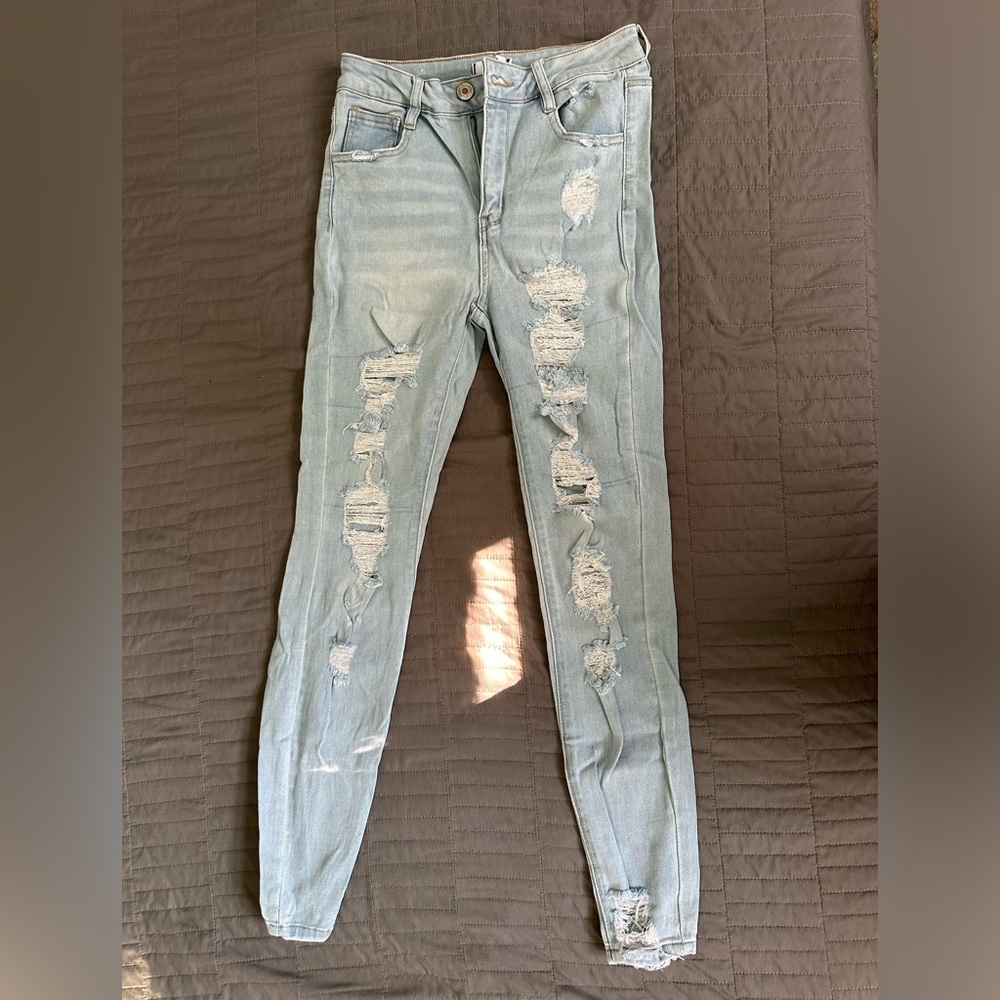 Light Blue Ripped Skinny Jeans